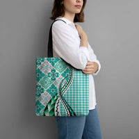 Aloha Vintage Palaka Floral Hawaiian Quilt Tote Bag Polu Motif - Polynesian Pride