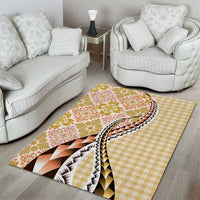 Aloha Vintage Palaka Floral Hawaiian Quilt Area Rug Melemele Motif - Polynesian Pride