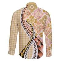 Aloha Vintage Palaka Floral Hawaiian Quilt Family Matching Mermaid Dress and Hawaiian Shirt Melemele Motif - Polynesian Pride