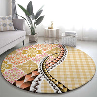 Aloha Vintage Palaka Floral Hawaiian Quilt Round Carpet Melemele Motif LT9 - Polynesian Pride