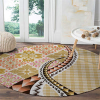 Aloha Vintage Palaka Floral Hawaiian Quilt Round Carpet Melemele Motif LT9 - Polynesian Pride