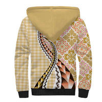 Aloha Vintage Palaka Floral Hawaiian Quilt Sherpa Hoodie Melemele Motif - Polynesian Pride