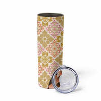 Aloha Vintage Palaka Floral Hawaiian Quilt Skinny Tumbler Melemele Motif - Polynesian Pride