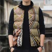 Aloha Vintage Palaka Floral Hawaiian Quilt Sleeveless Puffer Jacket Melemele Motif - Polynesian Pride