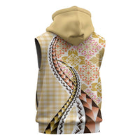 Aloha Vintage Palaka Floral Hawaiian Quilt Sleeveless Zip Hoodie Melemele Motif - Polynesian Pride