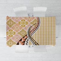 Aloha Vintage Palaka Floral Hawaiian Quilt Tablecloth Melemele Motif - Polynesian Pride