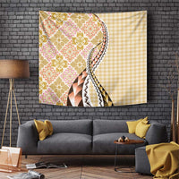 Aloha Vintage Palaka Floral Hawaiian Quilt Tapestry Melemele Motif - Polynesian Pride