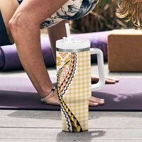 Aloha Vintage Palaka Floral Hawaiian Quilt Tumbler With Handle Melemele Motif LT9 - Polynesian Pride