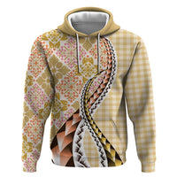 Aloha Vintage Palaka Floral Hawaiian Quilt Zip Hoodie Melemele Motif - Polynesian Pride