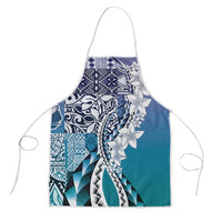 Aloha Vintage Plumeria Hawaiian Tapa Pattern Apron Blue Hawaiian Tapa Pattern - Polynesian Pride