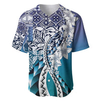 Aloha Vintage Plumeria Hawaiian Tapa Pattern Baseball Jersey Blue Hawaiian Tapa Pattern - Polynesian Pride