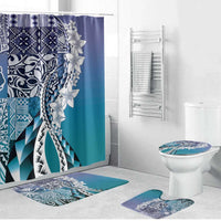 Aloha Vintage Plumeria Hawaiian Tapa Pattern Bathroom Set Blue Hawaiian Tapa Pattern - Polynesian Pride
