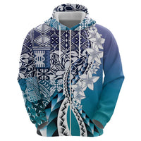 Aloha Vintage Plumeria Hawaiian Tapa Pattern Hoodie Blue Hawaiian Tapa Pattern - Polynesian Pride