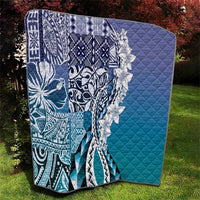 Aloha Vintage Plumeria Hawaiian Tapa Pattern Quilt Blue Hawaiian Tapa Pattern - Polynesian Pride