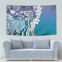 Aloha Vintage Plumeria Hawaiian Tapa Pattern Tapestry Blue Hawaiian Tapa Pattern - Polynesian Pride