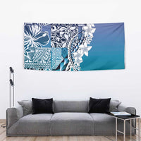 Aloha Vintage Plumeria Hawaiian Tapa Pattern Tapestry Blue Hawaiian Tapa Pattern - Polynesian Pride