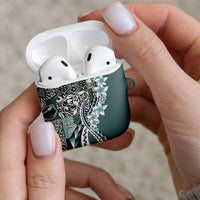 Aloha Vintage Plumeria Hawaiian Tapa Pattern AirPods Case Dark Turquoise Hawaiian Tapa Pattern - Polynesian Pride