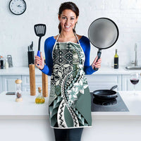 Aloha Vintage Plumeria Hawaiian Tapa Pattern Apron Dark Turquoise Hawaiian Tapa Pattern - Polynesian Pride