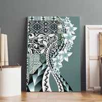 Aloha Vintage Plumeria Hawaiian Tapa Pattern Canvas Wall Art Dark Turquoise Hawaiian Tapa Pattern - Polynesian Pride