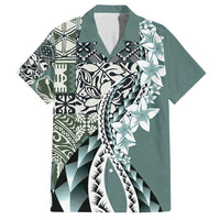 Aloha Vintage Plumeria Hawaiian Tapa Pattern Hawaiian Shirt Dark Turquoise Hawaiian Tapa Pattern - Polynesian Pride
