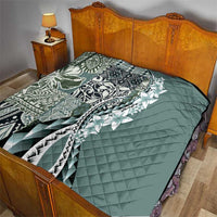 Aloha Vintage Plumeria Hawaiian Tapa Pattern Quilt Dark Turquoise Hawaiian Tapa Pattern - Polynesian Pride