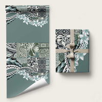Aloha Vintage Plumeria Hawaiian Tapa Pattern Wrapping Paper Dark Turquoise Hawaiian Tapa Pattern - Polynesian Pride