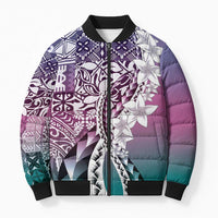 Aloha Vintage Plumeria Hawaiian Tapa Pattern Bomber Puffer Jacket Gradient Hawaiian Tapa Pattern - Polynesian Pride