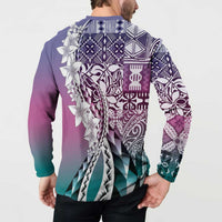 Aloha Vintage Plumeria Hawaiian Tapa Pattern Button Sweatshirt Gradient Hawaiian Tapa Pattern - Polynesian Pride