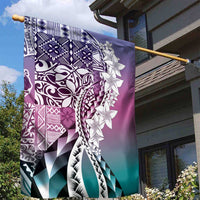 Aloha Vintage Plumeria Hawaiian Tapa Pattern Garden Flag Gradient Hawaiian Tapa Pattern - Polynesian Pride