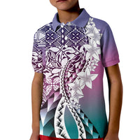 Aloha Vintage Plumeria Hawaiian Tapa Pattern Kid Polo Shirt Gradient Hawaiian Tapa Pattern - Polynesian Pride