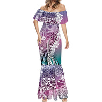 Aloha Vintage Plumeria Hawaiian Tapa Pattern Mermaid Dress Gradient Hawaiian Tapa Pattern - Polynesian Pride