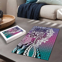 Aloha Vintage Plumeria Hawaiian Tapa Pattern Puzzle Gradient Hawaiian Tapa Pattern - Polynesian Pride