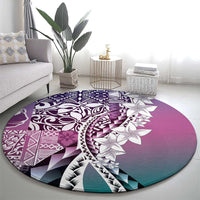 Aloha Vintage Plumeria Hawaiian Tapa Pattern Round Carpet Gradient Hawaiian Tapa Pattern - Polynesian Pride