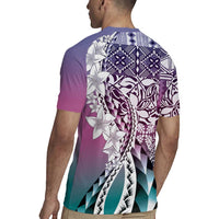 Aloha Vintage Plumeria Hawaiian Tapa Pattern Rugby Jersey Gradient Hawaiian Tapa Pattern - Polynesian Pride