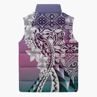 Aloha Vintage Plumeria Hawaiian Tapa Pattern Sleeveless Puffer Jacket Gradient Hawaiian Tapa Pattern - Polynesian Pride