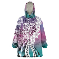 Aloha Vintage Plumeria Hawaiian Tapa Pattern Wearable Blanket Hoodie Gradient Hawaiian Tapa Pattern - Polynesian Pride