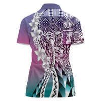 Aloha Vintage Plumeria Hawaiian Tapa Pattern Women Polo Shirt Gradient Hawaiian Tapa Pattern - Polynesian Pride