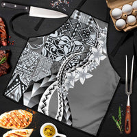 Aloha Vintage Plumeria Hawaiian Tapa Pattern Apron Gray Hawaiian Tapa Pattern - Polynesian Pride