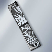 Aloha Vintage Plumeria Hawaiian Tapa Pattern Auto Sun Shade Gray Hawaiian Tapa Pattern - Polynesian Pride