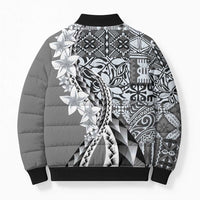 Aloha Vintage Plumeria Hawaiian Tapa Pattern Bomber Puffer Jacket Gray Hawaiian Tapa Pattern - Polynesian Pride