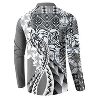 Aloha Vintage Plumeria Hawaiian Tapa Pattern Button Sweatshirt Gray Hawaiian Tapa Pattern - Polynesian Pride