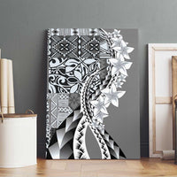 Aloha Vintage Plumeria Hawaiian Tapa Pattern Canvas Wall Art Gray Hawaiian Tapa Pattern - Polynesian Pride