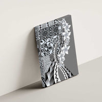 Aloha Vintage Plumeria Hawaiian Tapa Pattern Canvas Wall Art Gray Hawaiian Tapa Pattern - Polynesian Pride