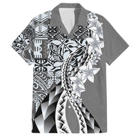 Aloha Vintage Plumeria Hawaiian Tapa Pattern Family Matching Long Sleeve Bodycon Dress and Hawaiian Shirt Gray Hawaiian Tapa Pattern - Polynesian Pride