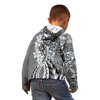 Aloha Vintage Plumeria Hawaiian Tapa Pattern Kid Hoodie Gray Hawaiian Tapa Pattern - Polynesian Pride