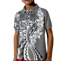 Aloha Vintage Plumeria Hawaiian Tapa Pattern Kid Polo Shirt Gray Hawaiian Tapa Pattern - Polynesian Pride