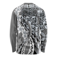 Aloha Vintage Plumeria Hawaiian Tapa Pattern Long Sleeve Shirt Gray Hawaiian Tapa Pattern - Polynesian Pride