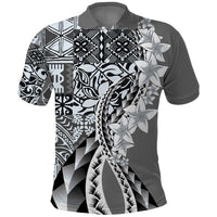 Aloha Vintage Plumeria Hawaiian Tapa Pattern Polo Shirt Gray Hawaiian Tapa Pattern - Polynesian Pride