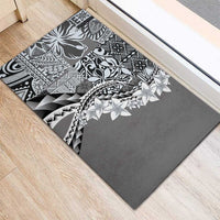 Aloha Vintage Plumeria Hawaiian Tapa Pattern Rubber Doormat Gray Hawaiian Tapa Pattern - Polynesian Pride
