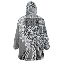 Aloha Vintage Plumeria Hawaiian Tapa Pattern Wearable Blanket Hoodie Gray Hawaiian Tapa Pattern - Polynesian Pride